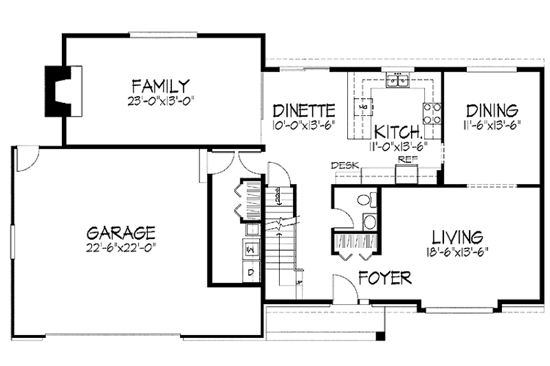 Home Plan - Floor Plan - Main Floor for Tudor House Plan #51-822 - 3 bed, 2.5 bath