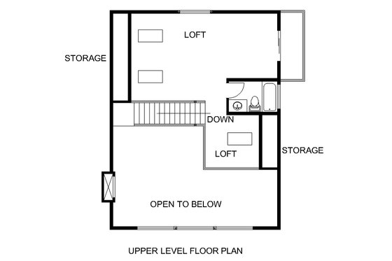 Floor Plan - Upper Floor for Cabin House Plan #117-966 - 2 bed, 2 bath