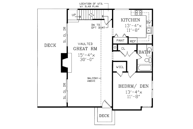 Dream House Plan - Floor Plan - Main Floor for Contemporary House Plan #314-260 - 3 bed, 2 bath