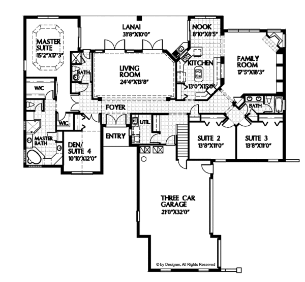 Dream House Plan - Mediterranean Floor Plan - Main Floor Plan #999-51