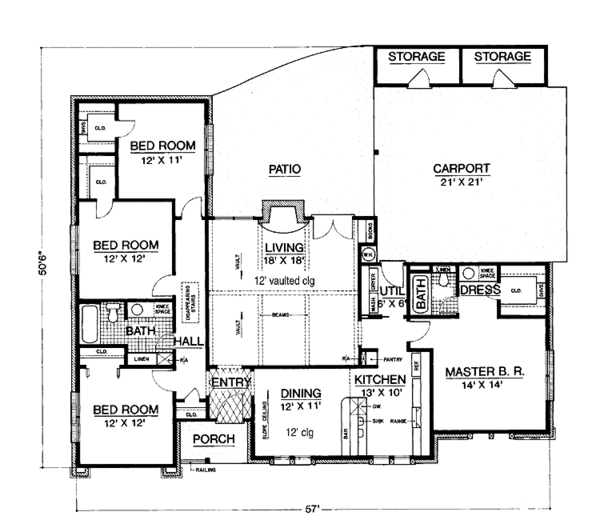 Home Plan - Tudor Floor Plan - Main Floor Plan #45-514