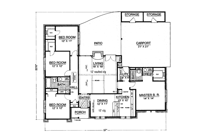 Home Plan - Floor Plan - Main Floor for Tudor House Plan #45-514 - 4 bed, 2 bath