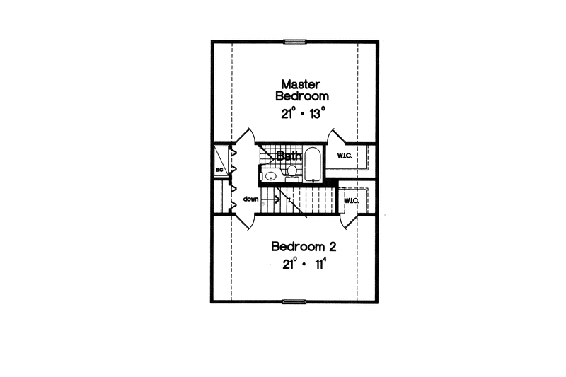 House Blueprint - Floor Plan - Upper Floor for Country House Plan #417-543 - 2 bed, 1.5 bath