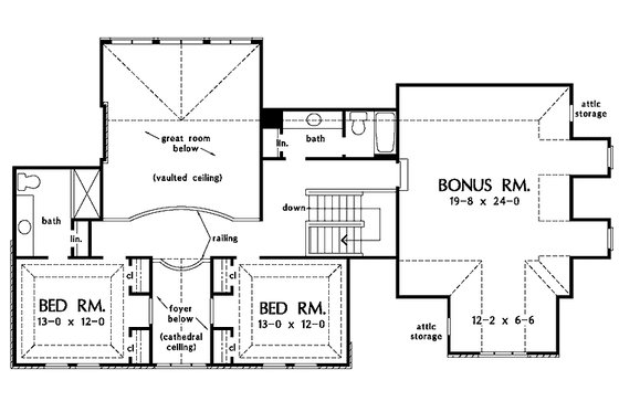 Floor Plan - Upper Floor for Classical House Plan #929-538 - 4 bed, 4 bath