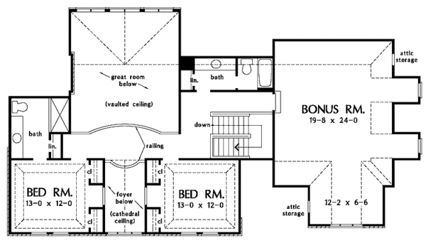 Architectural House Design - Classical Floor Plan - Upper Floor Plan #929-538