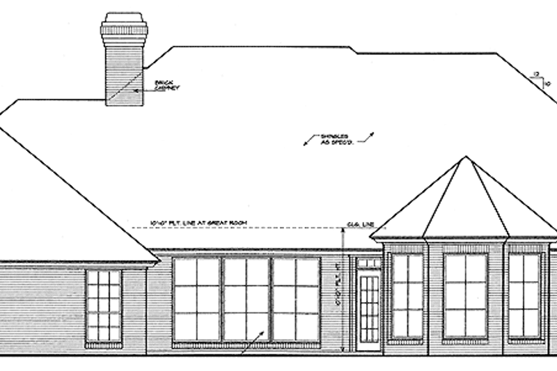 Home Plan - Exterior - Rear Elevation for Country House Plan #310-1163 - 4 bed, 3.5 bath