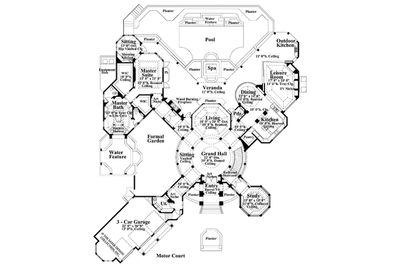 Floor Plan - Main Floor for Mediterranean House Plan #930-256 - 3 bed, 3.5 bath