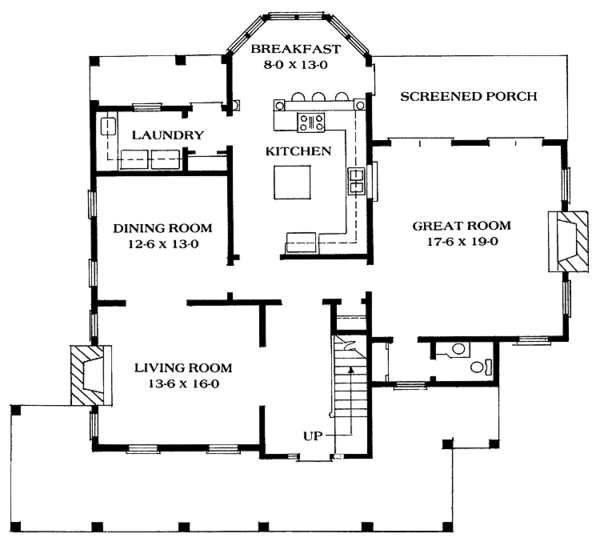 Architectural House Design - Victorian Floor Plan - Main Floor Plan #1014-24
