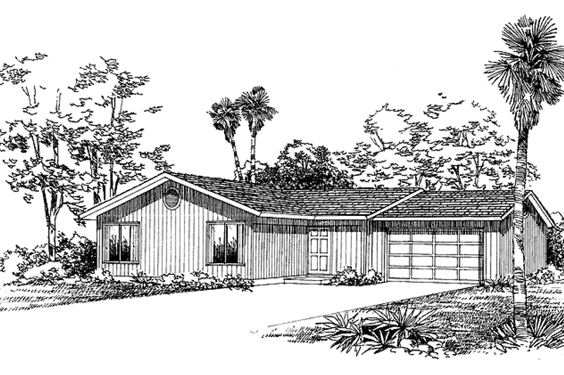 House Blueprint - Ranch Exterior - Front Elevation Plan #72-1028