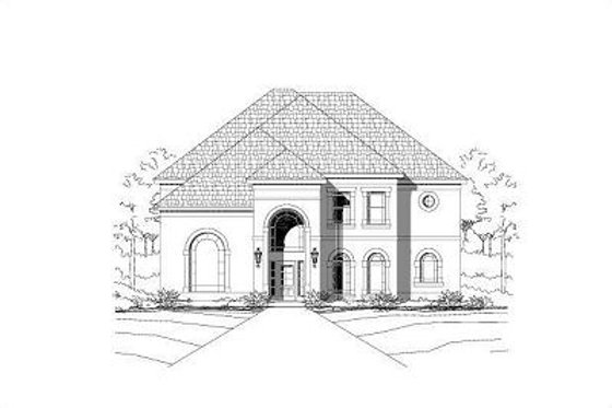 Exterior - Front Elevation for European House Plan #411-555 - 4 bed, 3.5 bath