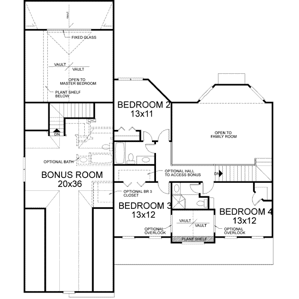Southern Floor Plan - Upper Floor Plan #56-197
