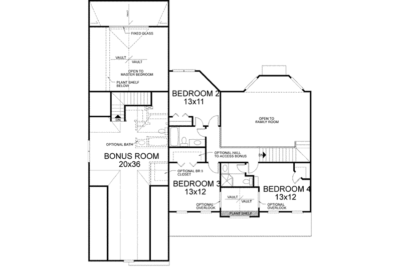 Home Plan - Floor Plan - Upper Floor for Southern House Plan #56-197 - 4 bed, 3.5 bath