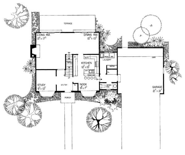 Architectural House Design - Colonial Floor Plan - Main Floor Plan #72-652
