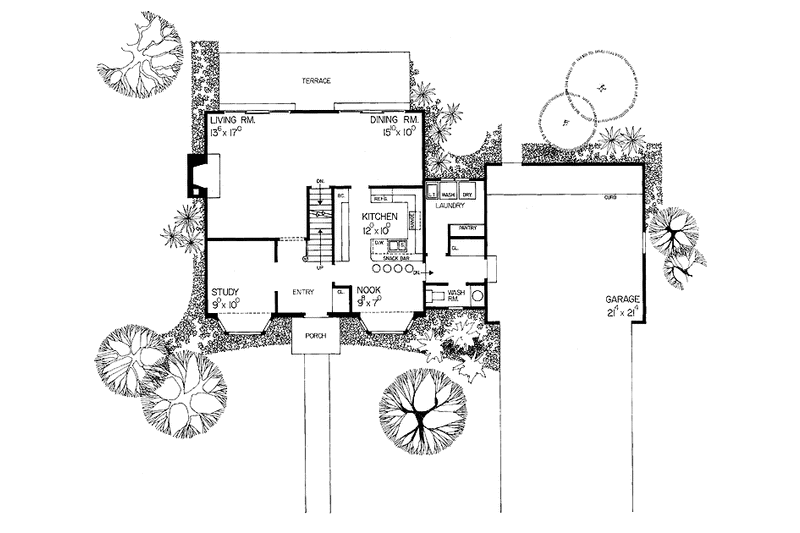 House Blueprint - Floor Plan - Main Floor for Colonial House Plan #72-652 - 3 bed, 2.5 bath