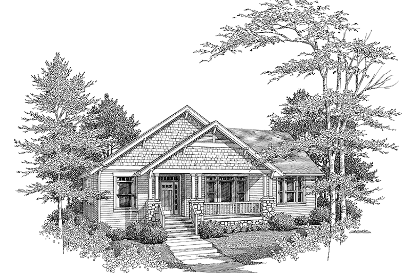 Architectural House Design - Craftsman Exterior - Front Elevation Plan #48-808