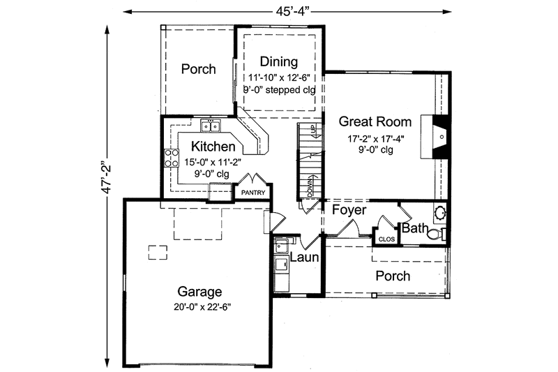 Dream House Plan - Floor Plan - Main Floor for Country House Plan #46-817 - 3 bed, 2.5 bath