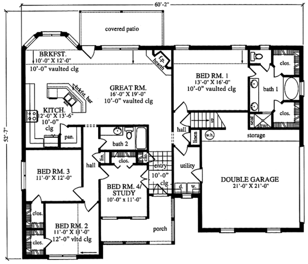 Dream House Plan - Country Floor Plan - Main Floor Plan #42-636