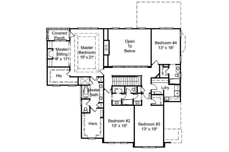 Dream House Plan - Floor Plan - Upper Floor for Country House Plan #429-310 - 5 bed, 4 bath