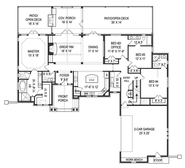 Architectural House Design - Craftsman Floor Plan - Main Floor Plan #119-425