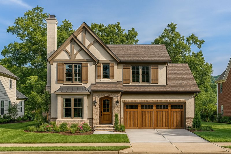 Architectural House Design - Tudor Exterior - Front Elevation Plan #20-1223