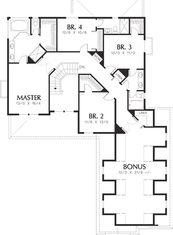 Dream House Plan - Country Floor Plan - Upper Floor Plan #48-331