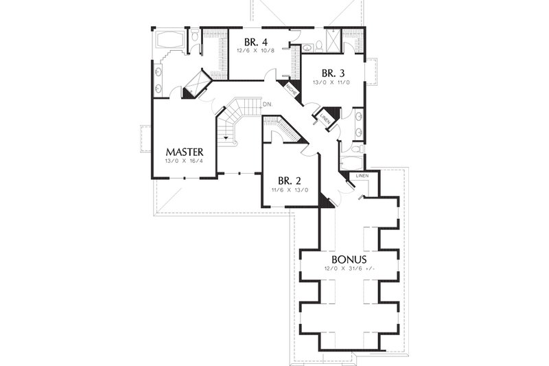Dream House Plan - Floor Plan - Upper Floor for Country House Plan #48-331 - 4 bed, 3.5 bath