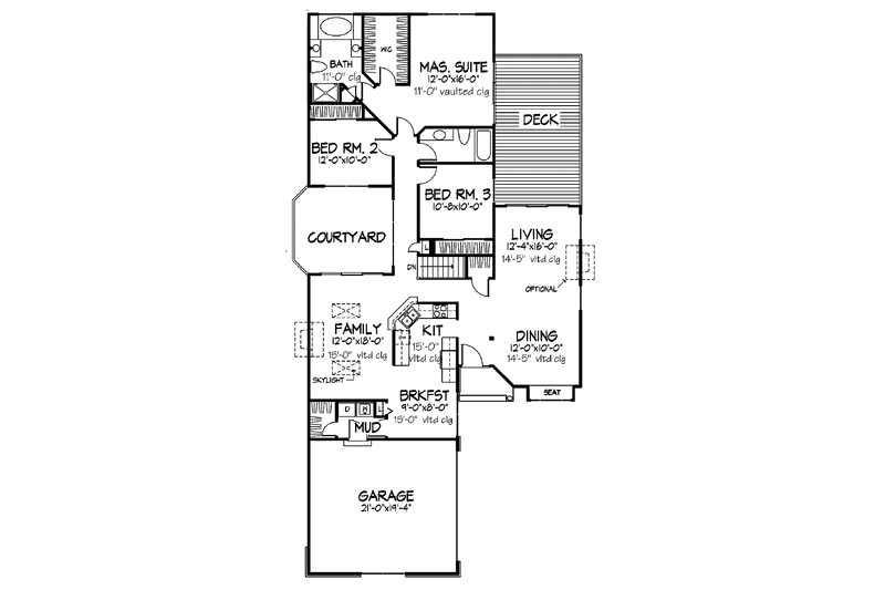 Home Plan - Floor Plan - Main Floor for Ranch House Plan #320-745 - 3 bed, 2 bath