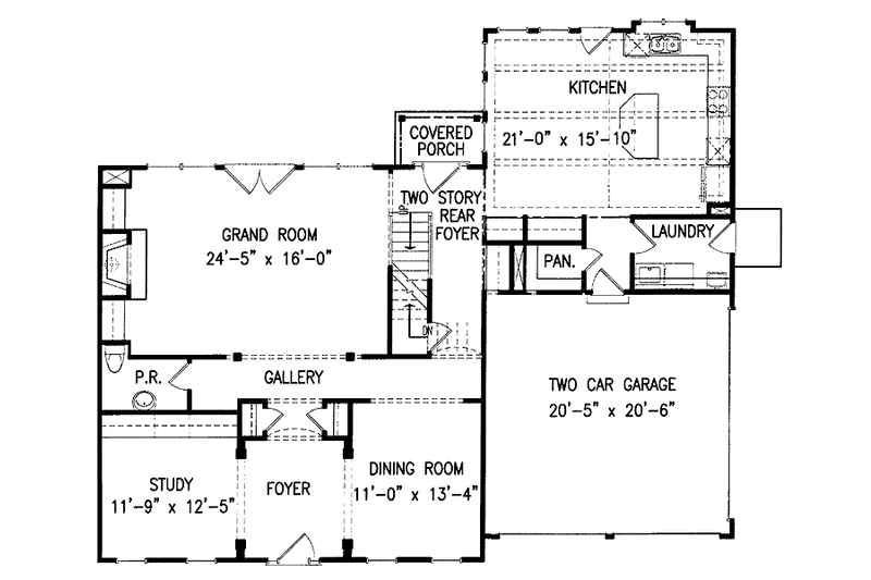House Blueprint - Floor Plan - Main Floor for Classical House Plan #54-217 - 4 bed, 3.5 bath