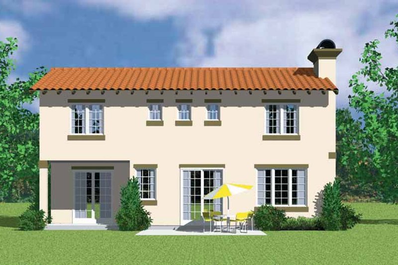 House Blueprint - Adobe / Southwestern Exterior - Rear Elevation Plan #72-1133