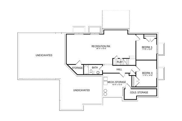 Architectural House Design - Traditional Floor Plan - Lower Floor Plan #920-76