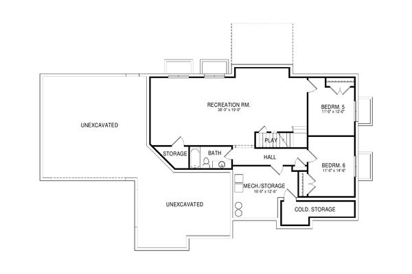 Traditional Floor Plan - Lower Floor Plan #920-76