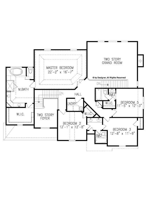 Dream House Plan - Traditional Floor Plan - Upper Floor Plan #54-353