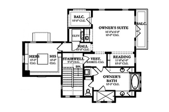 Floor Plan - Other Floor for Mediterranean House Plan #1058-155 - 3 bed, 3 bath