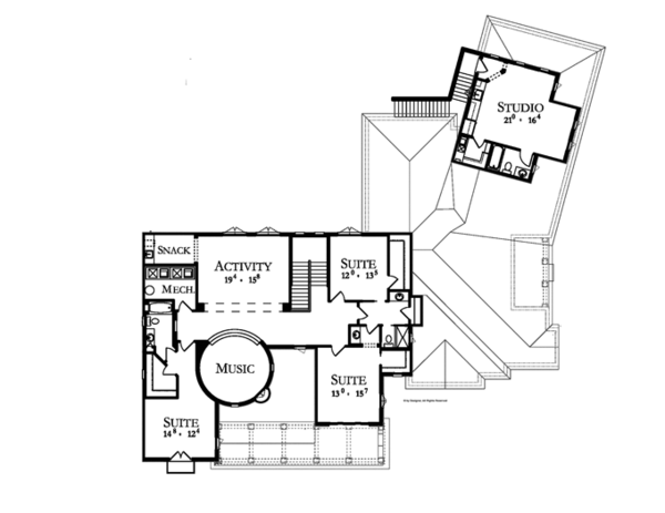 Architectural House Design - Mediterranean Floor Plan - Upper Floor Plan #1058-1