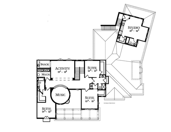Mediterranean Floor Plan - Upper Floor Plan #1058-1