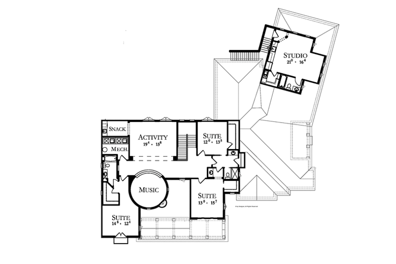 Architectural House Design - Floor Plan - Upper Floor for Mediterranean House Plan #1058-1 - 6 bed, 5 bath