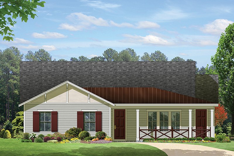 Architectural House Design - Exterior - Front Elevation 3 for Ranch House Plan #1058-98 - 3 bed, 3 bath