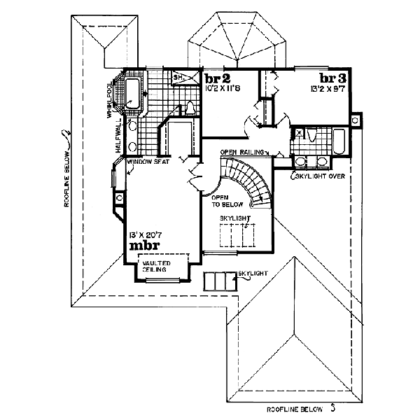Traditional Floor Plan - Upper Floor Plan #47-156