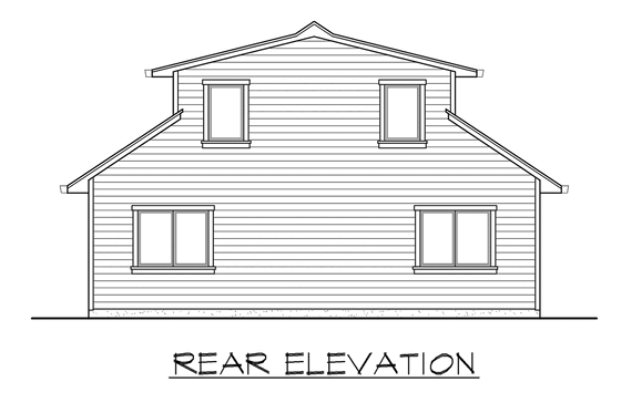 Exterior - Rear Elevation 1 for Traditional House Plan #132-220 - 2 bed, 2 bath