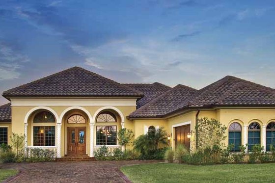 Exterior - Front Elevation 3 for Mediterranean House Plan #930-58 - 4 bed, 3.5 bath