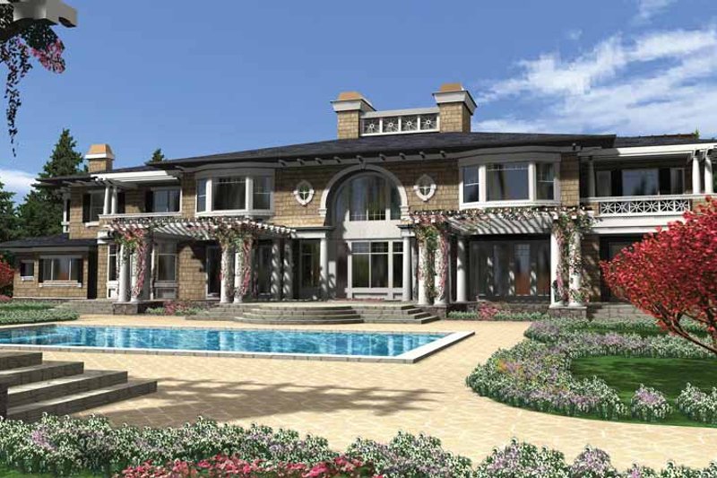 Architectural House Design - Exterior - Rear Elevation 1 for Prairie House Plan #132-354 - 4 bed, 6 bath