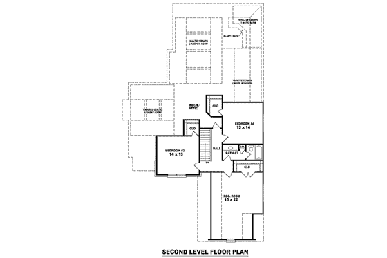 Floor Plan - Upper Floor for Colonial House Plan #81-1541 - 4 bed, 3 bath