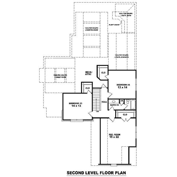 Colonial Floor Plan - Upper Floor Plan #81-1541