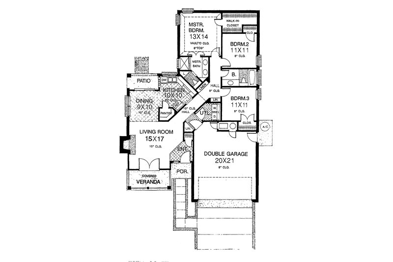 Dream House Plan - Floor Plan - Main Floor 1 for Craftsman House Plan #310-1179 - 3 bed, 2 bath