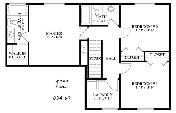 Traditional Floor Plan - Upper Floor Plan #1060-303