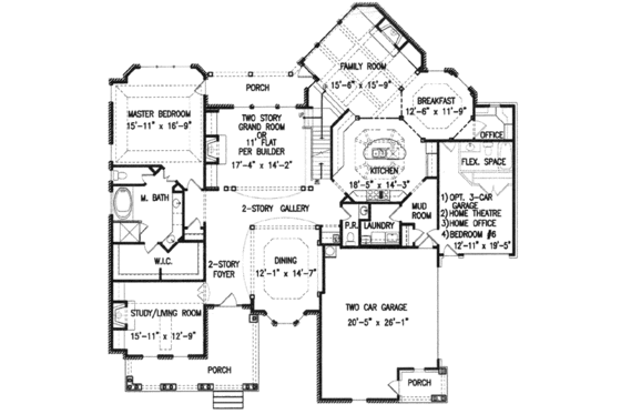 Floor Plan - Main Floor for European House Plan #54-142 - 5 bed, 5.5 bath