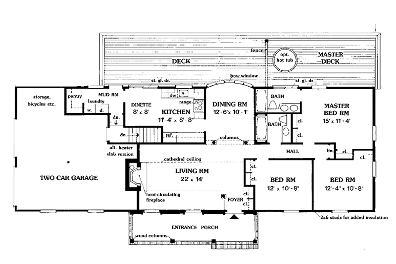 Architectural House Design - Floor Plan - Main Floor for Ranch House Plan #314-240 - 3 bed, 2 bath