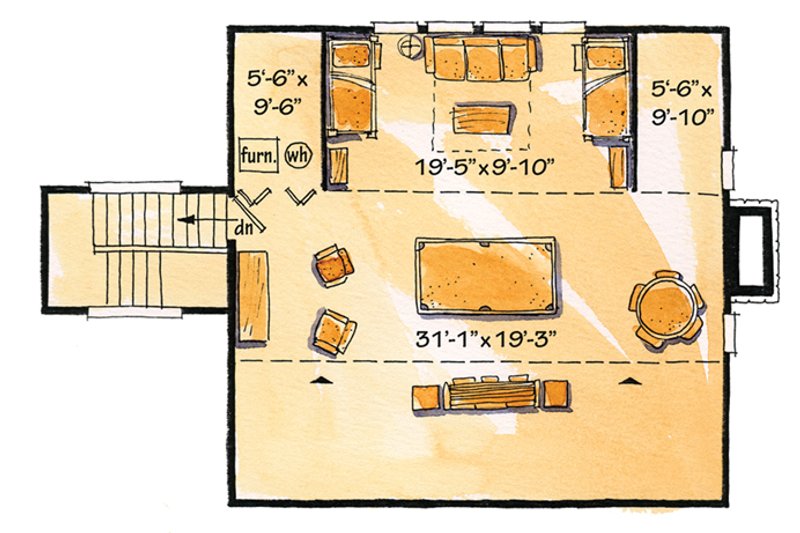 Architectural House Design - Floor Plan - Upper Floor for Cabin House Plan #942-22 - 2 bed, 1 bath