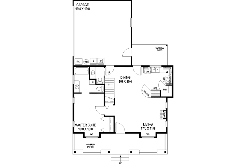 Home Plan - Floor Plan - Main Floor for Country House Plan #60-718 - 3 bed, 2 bath