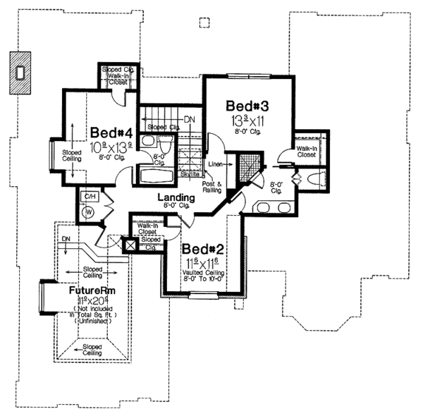 Dream House Plan - Country Floor Plan - Upper Floor Plan #310-1178
